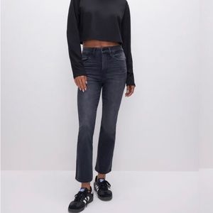 Good American Always Fits 6-12 Black Cropped Straight Leg NWOT